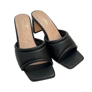 London Rag Celine Quilted Faux Leather Block High Heel Mules Slip‎ On Sandals 7